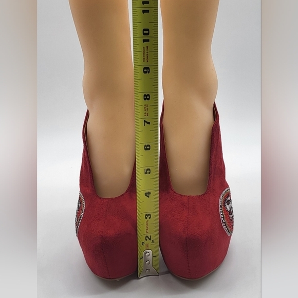 1507- San Francisco 49ers Cuce Shoes Women's Crusader High Heel Scarlet NWT - Picture 5 of 15